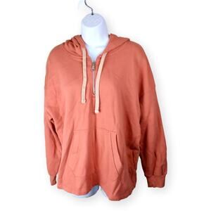 Madewell (Re)sourced Coral Orange 1/4 Zip Knit Womens Hoodie M